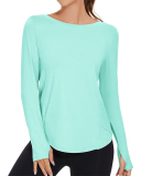 Woman O Neck Long Sleeve Side Slit UPF50+ Sunprotect Outdoor Running Active T-shirt S-L