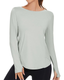 Woman O Neck Long Sleeve Side Slit UPF50+ Sunprotect Outdoor Running Active T-shirt S-L