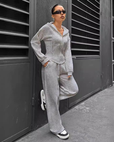 Loose Style Leisure Sporty Women Fashion Two Piece Pant Set Outfit S-XL