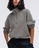 Stand Collar Long Sleeve Pocket Front Fashion Pullover S-L