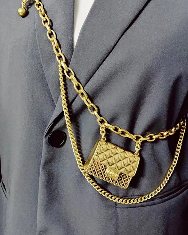 Waist Chain Women's Small Fragrant Accessories Metal Chain Belt Decorative Small Bag