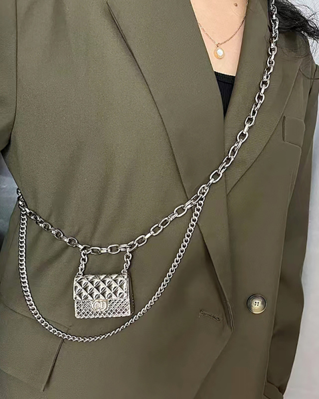 Waist Chain Women's Small Fragrant Accessories Metal Chain Belt Decorative Small Bag