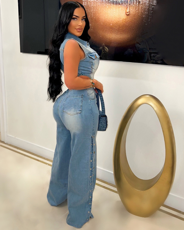 Loose Style Women High Fashion Sleeveless Jumpsuit S-2XL