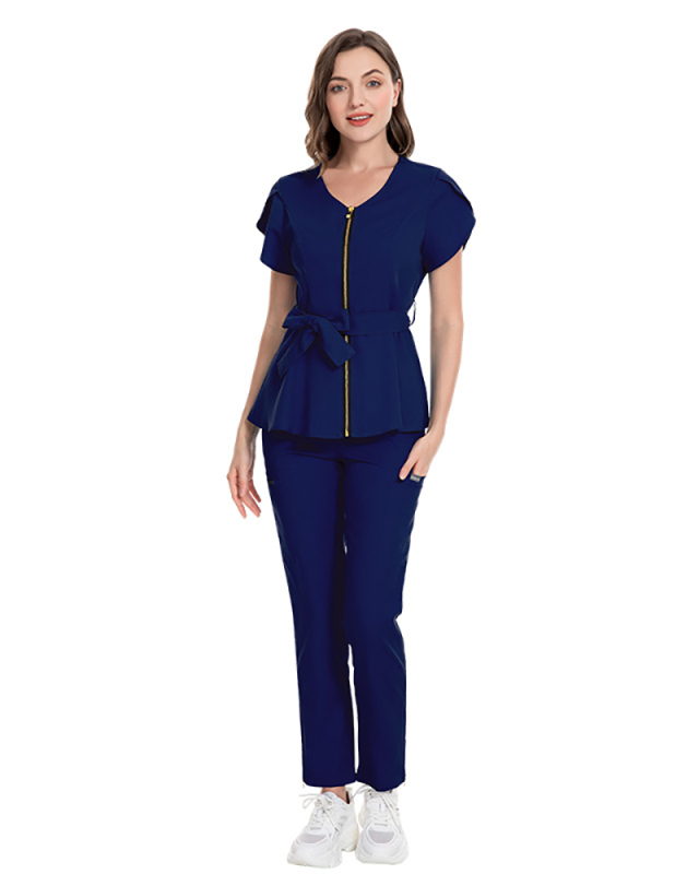 Strap Up Waist Cinching Surgical Gown For Women Scrub Set XS-2XL