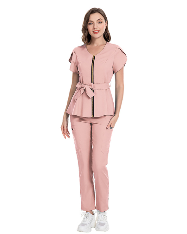Strap Up Waist Cinching Surgical Gown For Women Scrub Set XS-2XL