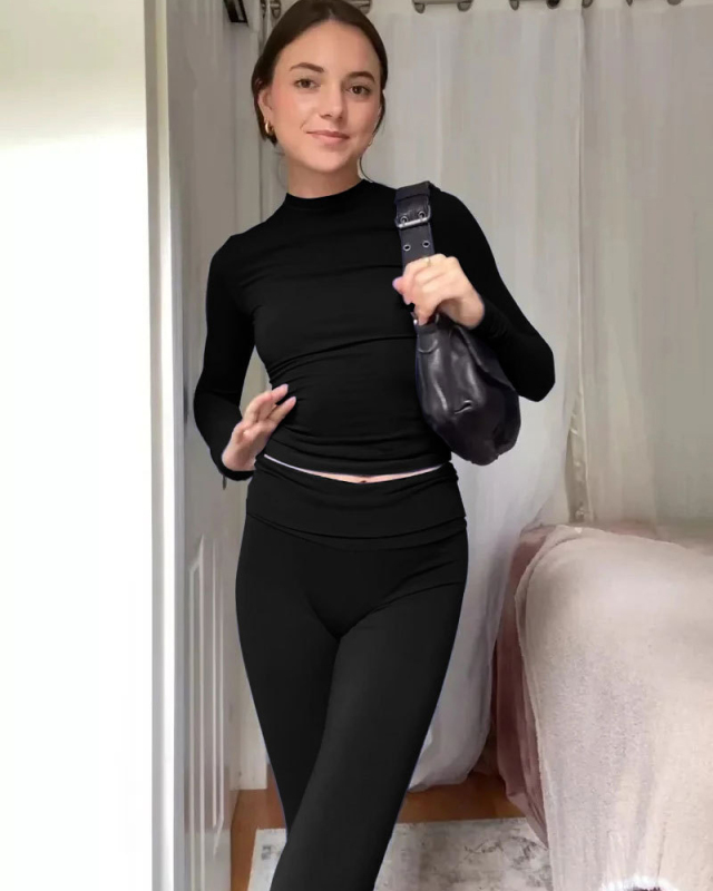 Wholesale Women Solid Color Sporty Two Piece Pant Set XS-3XL