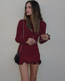 Wholesale Long Sleeve Cute Short Dress S-L
