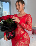 Long Sleeve Fishnet Wholesale Sexy Dress