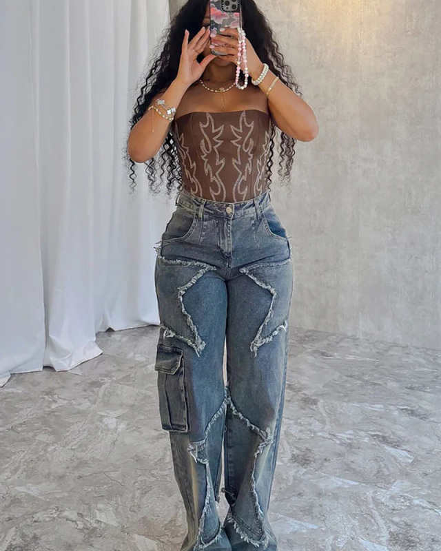 Wide Leg Wholesale Women Winter Jean Pants S-XXL