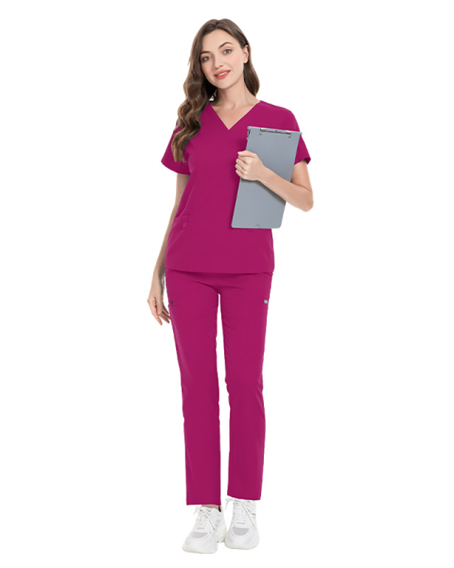 Elastic Surgical Suit V-Neck Short Sleeved Hospital Nurse Suit Set Scrub Set XS-2XL