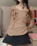 Long Sleeve Women Y2K Style Tops T Shirts S-XL