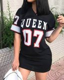 Women Short Sleeve Queen 07 Printed T-shirt White Black S-XL