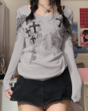 Long Sleeve Women Y2K Style Tops T Shirts S-XL