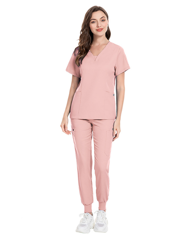 Factory V-Neck Split Surgical Suit Set Women's Short Sleeved Work Scrub Set XS-2XL