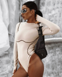 Women's Long Sleeved Round Neck Seamless Jumpsuit For Women S-L