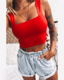 Women's Summer Fashion Women's T-Shirt Sexy Umbilical Top XS-L