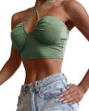 Hanging Neck Chest Wrapped Women's Solid Color Sexy Top S-L