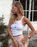 Women's Solid Color Narrow Shoulder Elastic Slim Fit Slimming Vest S-L