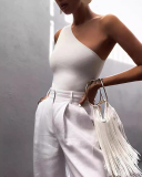 Nightclub Sports Single Shoulder Chest Wrapped Women's Sloping Shoulder Vest S-L