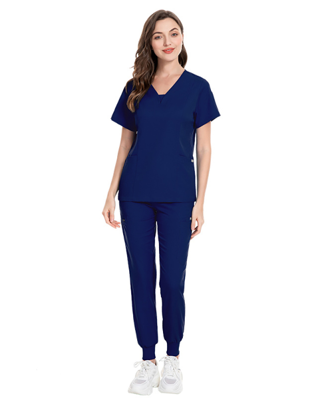 Factory V-Neck Split Surgical Suit Set Women's Short Sleeved Work Scrub Set XS-2XL