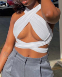 Hot Selling Spring Sexy Cross Neck Strapless Tank Top  S-L