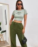 Summer Personalized Women's Clothing Slim Fit Round Neck Short Sleeved Printed Crop Top T-Shirt S-XL