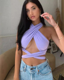 Hot Selling Spring Sexy Cross Neck Strapless Tank Top  S-L