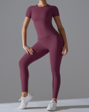 Women Short Sleeve Quick Drying New Running Outdoor Yoga Two-piece Sets S-XL
