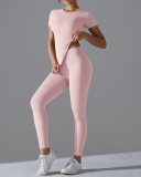 Women Short Sleeve Quick Drying New Running Outdoor Yoga Two-piece Sets S-XL