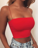 Summer Women's Solid Color Suspender Strapless Tops S-L