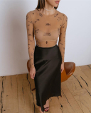 Long Sleeved Fashionable Mesh Transparent Sexy Slim Fit Bodysuit S-L