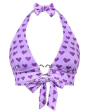 Sexy Sweet Heart Printed Metal Buckle Hanging Neck Strap Bra Vest S-L