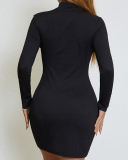 Long Sleeve Hollow Out Women Autumn Dress XS-L