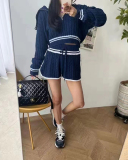 Women New Sweater Two Piece Short Set One size