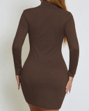 Long Sleeve Hollow Out Women Autumn Dress XS-L