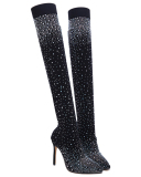 Women Fashion Diamante Socks Knee High Boots
