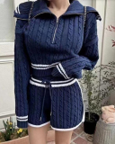 Women New Sweater Two Piece Short Set One size