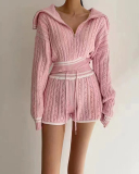 Women New Sweater Two Piece Short Set One size