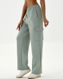 Women's Loose High Waisted Thick Ribbed Elastic Straight Leg Casual Sports Sweatpants XS-XL