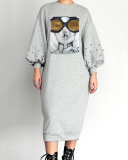 Long Sleeve Women Leisure Casual Long Dress S-XL