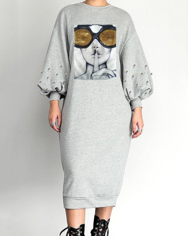 Long Sleeve Women Leisure Casual Long Dress S-XL