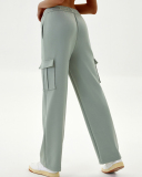 Women's Loose High Waisted Thick Ribbed Elastic Straight Leg Casual Sports Sweatpants XS-XL