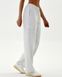 Women's Loose High Waisted Thick Ribbed Elastic Straight Leg Casual Sports Sweatpants XS-XL