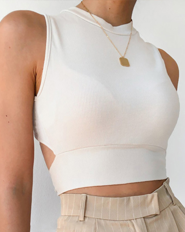 Backless Cross Tie Bow Top For Women's Winter Sweet Sleeveless Vest S-L