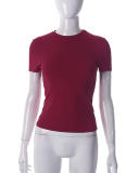 Women's Spring Hot Sale Solid Color Round Neck Short Sleeve Basic T-Shirt Top XS-L