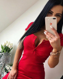 Button Round Neck Short Sleeved Dress For Women S-XL