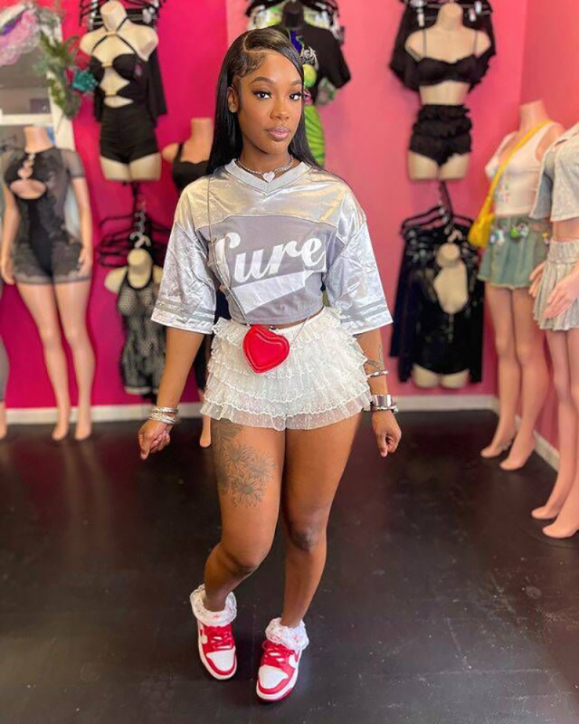 Grey Short Sleeve Y2K Style Girl Tops S-L