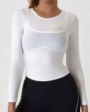 Women See Through Long Sleeve Slim Running Sports T-shirt S-XL