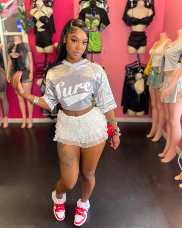 Grey Short Sleeve Y2K Style Girl Tops S-L