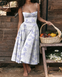 Women Sling French Elegant Retro Style Midi Dress S-3XL